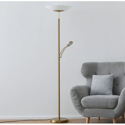 Paul Neuhaus 655-60 - LED Stmívatelná stojací lampa ALFRED LED/28W/230V+LED/4W/230V mosaz