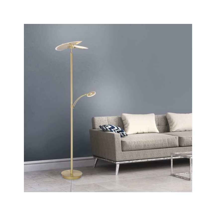 Paul Neuhaus 673-60 - LED Stmívatelná stojací lampa ARTUR 2xLED/21W/230V+1xLED/6W zlatá