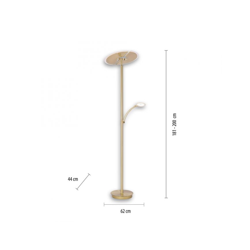 Paul Neuhaus 673-60 - LED Stmívatelná stojací lampa ARTUR 2xLED/21W/230V+LED/6W zlatá