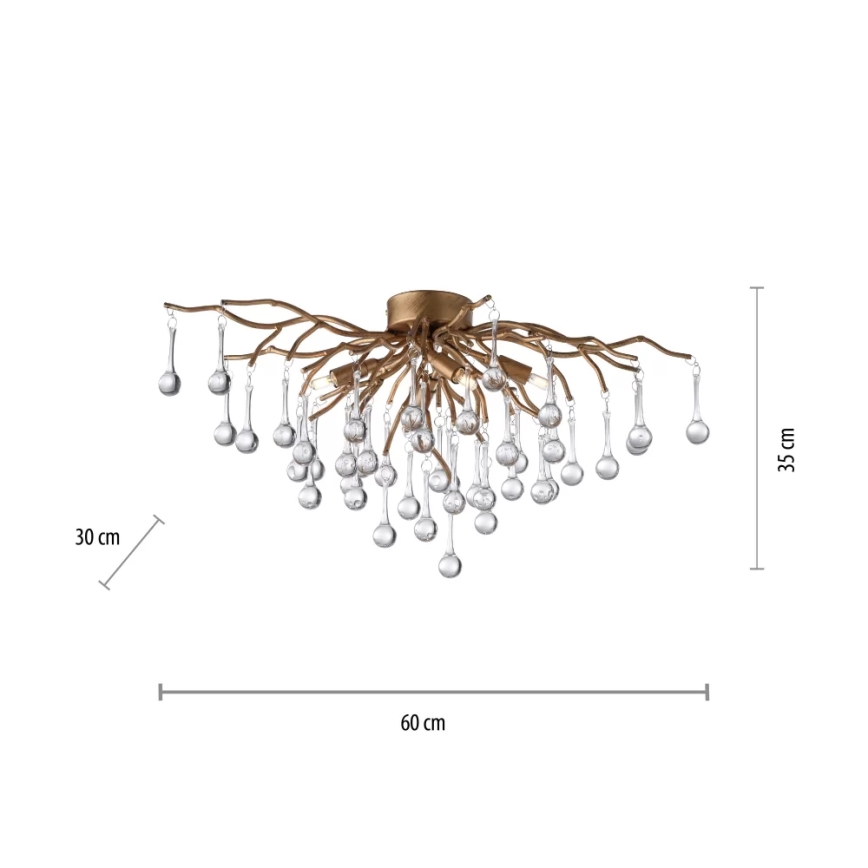 Paul Neuhaus 8090-11 - Přisazený lustr ICICLE 4xG9/40W/230V 30x60 cm mosaz