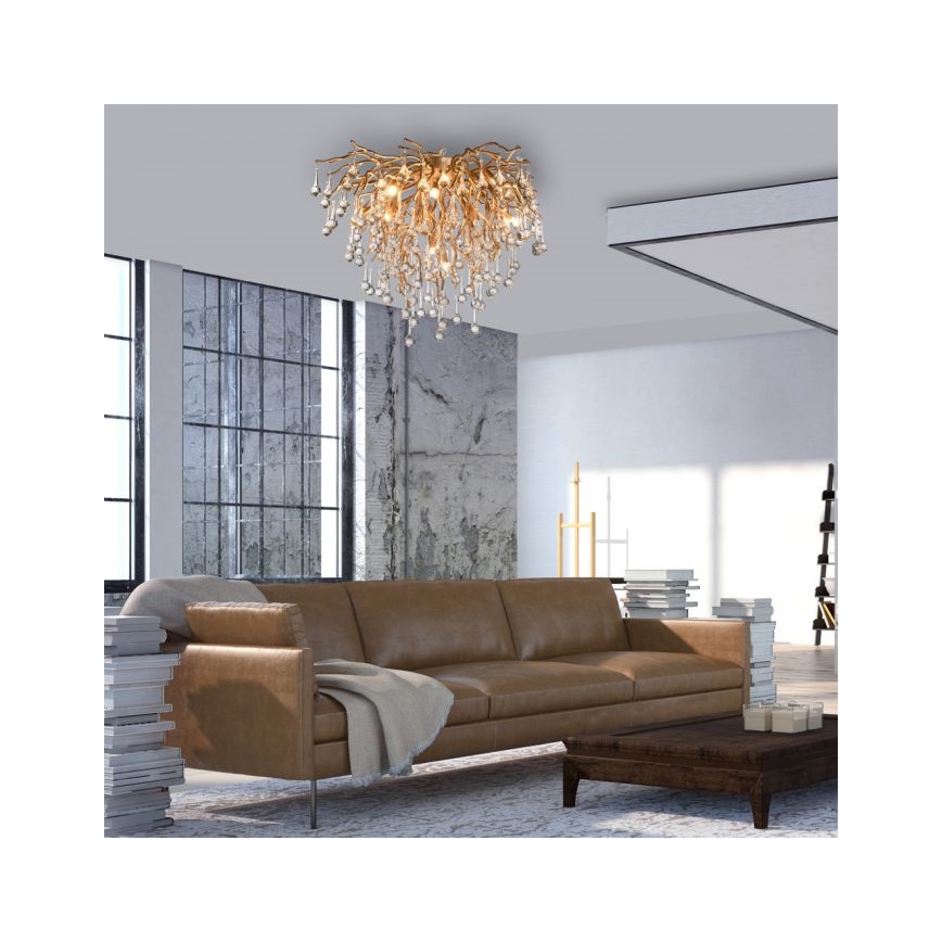 Paul Neuhaus 8091-11 - Přisazený lustr ICICLE 9xG9/40W/230V pr. 50 cm mosaz