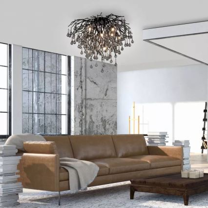 Paul Neuhaus 8091-18 - Přisazený lustr ICICLE 9xG9/40W/230V pr. 50 cm černá