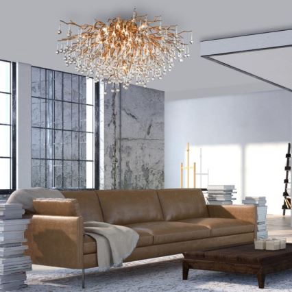 Paul Neuhaus 8092-11 - Přisazený lustr ICICLE 14xG9/40W/230V pr. 100 cm mosaz