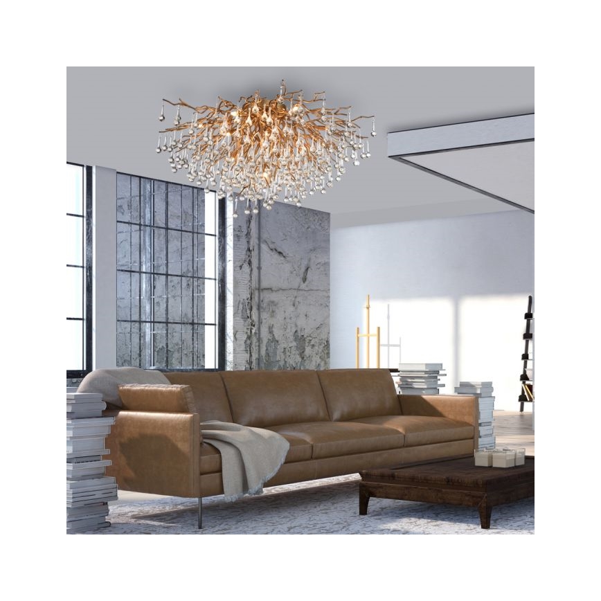 Paul Neuhaus 8092-11 - Přisazený lustr ICICLE 14xG9/40W/230V pr. 100 cm mosaz