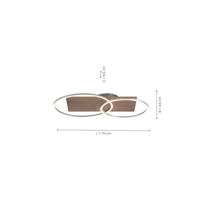 Paul Neuhaus 8329-79 - LED Stmívatelný přisazený lustr PALMA LED/26W/230V 2700-5000K borovice + dálkové ovládání