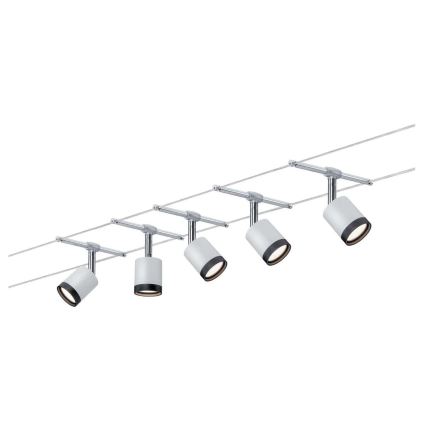 Paulmann 3981 - SADA 5xLED/4W Kompletní lankový systém TUBE 230V matný chrom/černá