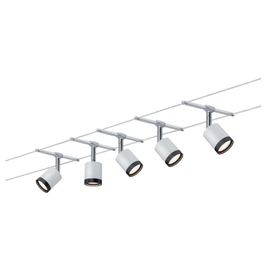Paulmann 3981 - SADA 5xLED/4W Kompletní lankový systém TUBE 230V matný chrom/černá