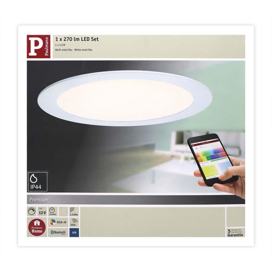 Paulmann 50026 - LED RGBW/3,5W IP44 Stmívatelné koupelnové podhledové svítidlo SMART HOME 230V 2700-6500K