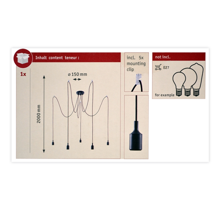 Paulmann 50389 - Lustr na lanku NEORDIC 5xE27/20W/230V pavouk