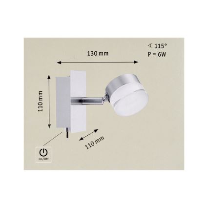 Paulmann 60377 - LED/4,3W Nástěnné bodové svítidlo SLICE 230V