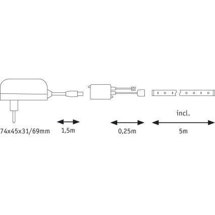 Paulmann 70480 - LED RGBW/16,5W Stmívatelný pásek DIGITAL 5 m 230V + dálkové ovládání