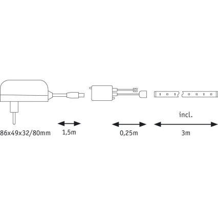 Paulmann 70481 - LED RGBW/9,6W Stmívatelný pásek DIGITAL 3 m 230V + dálkové ovládání