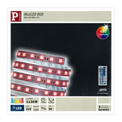 Paulmann 70587 - LED RGB/20W Stmívatelný pásek MAXLED 1,5m 230V + dálkové ovládání