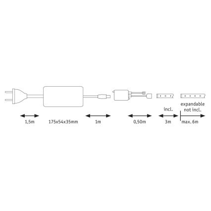 Paulmann 70628 - LED RGB/36W IP44 Stmívatelný pásek MAXLED 3m 230V + DO