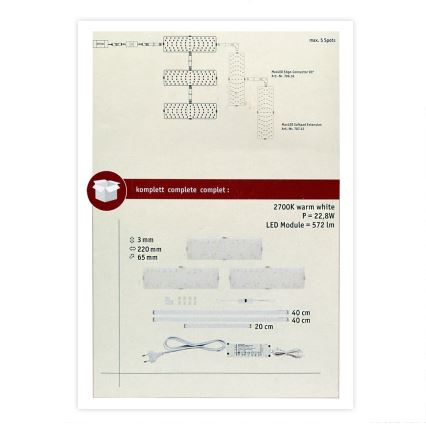 Paulmann 70709 - SADA 3xLED/6,6W Osvětlení nábytku se senzorem SOFTPAD 230V
