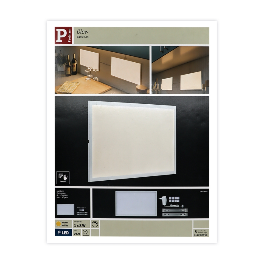 Paulmann 70807 - LED/8W Stmívatelný panel se senzorem GLOW 24/230V