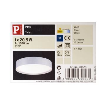 Paulmann 70853 - LED/20,5W IP44 Stmívatelné koupelnové stropní svítidlo TWIST 230V