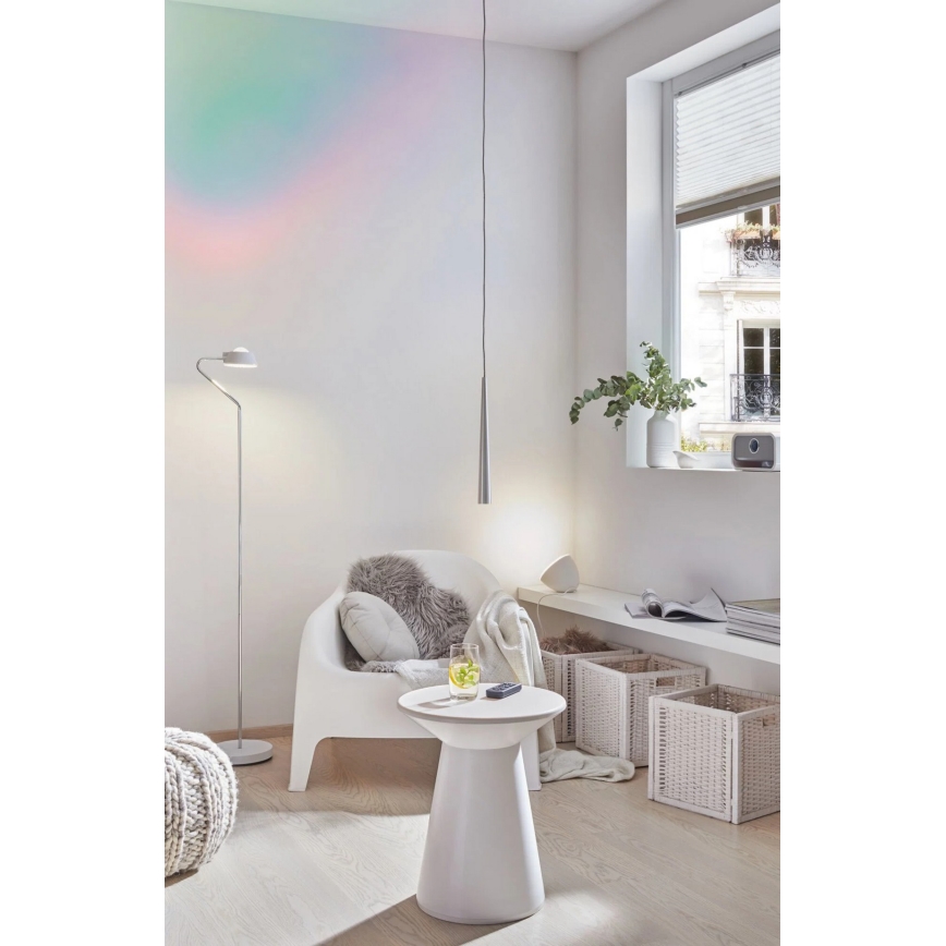 Paulmann 70920 - LED/7,5W Stmívatelná stojací lampa RAMOS 230V bílá/lesklý chrom