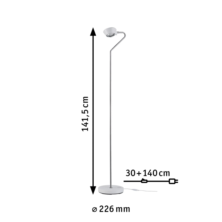 Paulmann 70920 - LED/7,5W Stmívatelná stojací lampa RAMOS 230V bílá/lesklý chrom