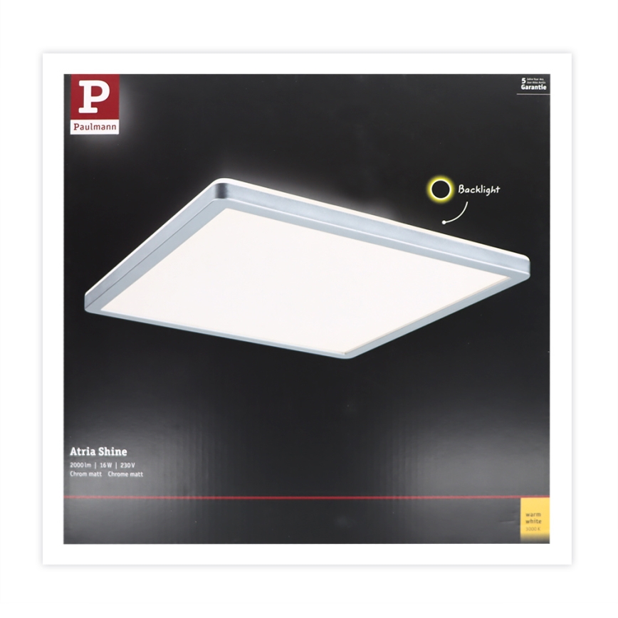 Paulmann 70994 - LED/16W Přisazený panel ATRIA 230V 3000K 29,3x29,6 cm matný chrom