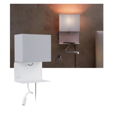 Paulmann 78913 - LED/2,5W + 1xE27/40W Nástěnné svítidlo s poličkou a USB MERANI 230V bílá