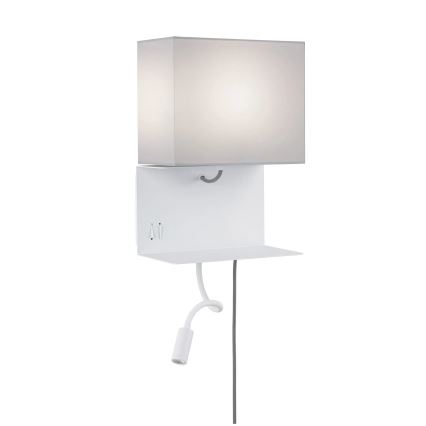 Paulmann 78913 - LED/2,5W + 1xE27/40W Nástěnné svítidlo s poličkou a USB MERANI 230V bílá