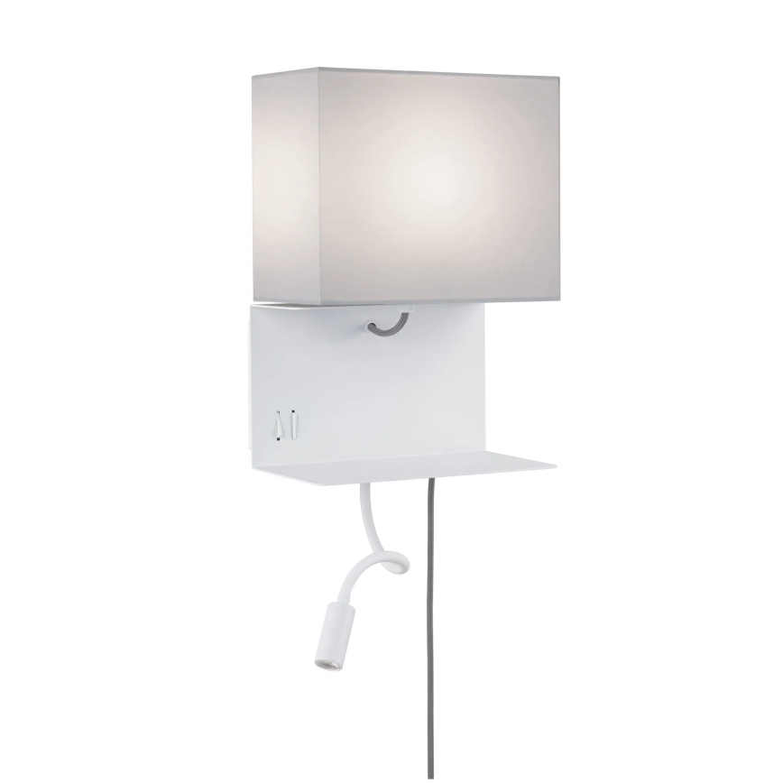 Paulmann 78913 - LED/2,5W + 1xE27/40W Nástěnné svítidlo s poličkou a USB MERANI 230V bílá