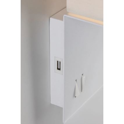 Paulmann 78913 - LED/2,5W + 1xE27/40W Nástěnné svítidlo s poličkou a USB MERANI 230V bílá