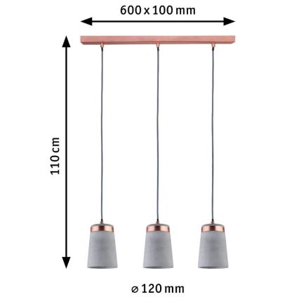 Paulmann 79626 - 3xE27/20W Lustr na lanku NEORDIC STIG 230V