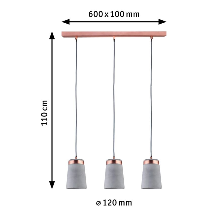 Paulmann 79626 - 3xE27/20W Lustr na lanku NEORDIC STIG 230V