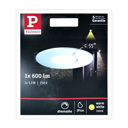 Paulmann 79668 - LED/5,3W IP44 Stmívatelné koupelnové podhledové svítidlo HOUSE 230V