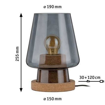 Paulmann 79736 - 1xE27/20W Stolní lampa IBEN 230V kouřová