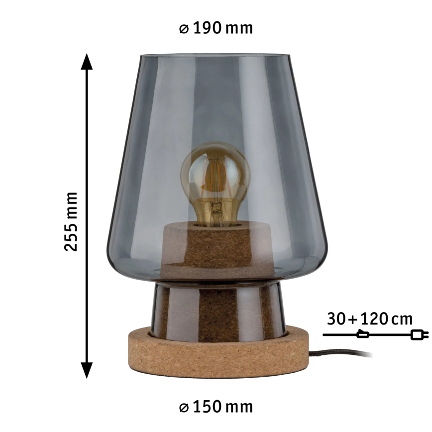 Paulmann 79736 - 1xE27/20W Stolní lampa IBEN 230V kouřová