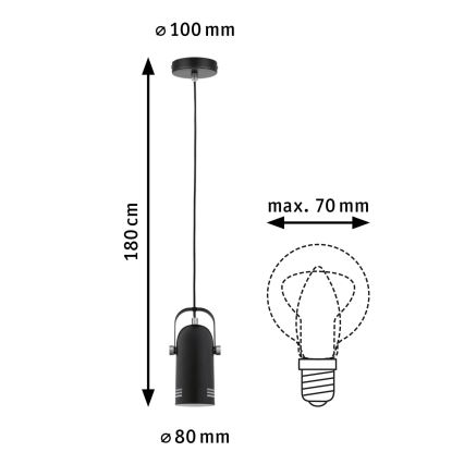 Paulmann 79766 - LED 1xE27/8W Lustr na lanku LAVEA 230V černá