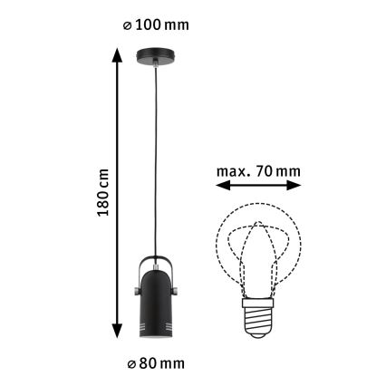 Paulmann 79766 - LED RGBW 1xE27/12W Lustr na lanku LAVEA 230V černá