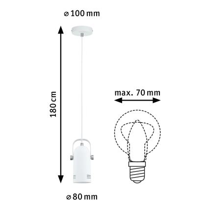 Paulmann 79767 - LED 1xE27/8W Lustr na lanku LAVEA 230V bílá