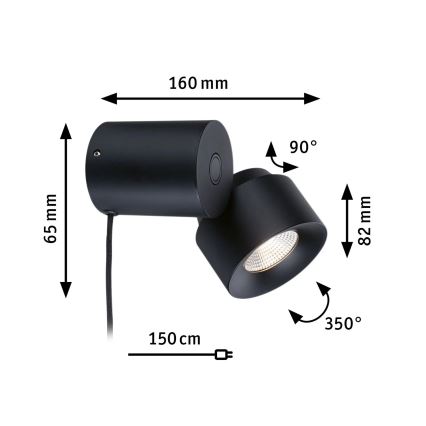 Paulmann 79776 - LED/3W Stmívatelné nástěnné svítidilo 2v1 PURIC PANE 230V