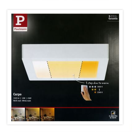 Paulmann 79796 - LED/13W Stropní svítidlo CARPO 230V 2300-3000K