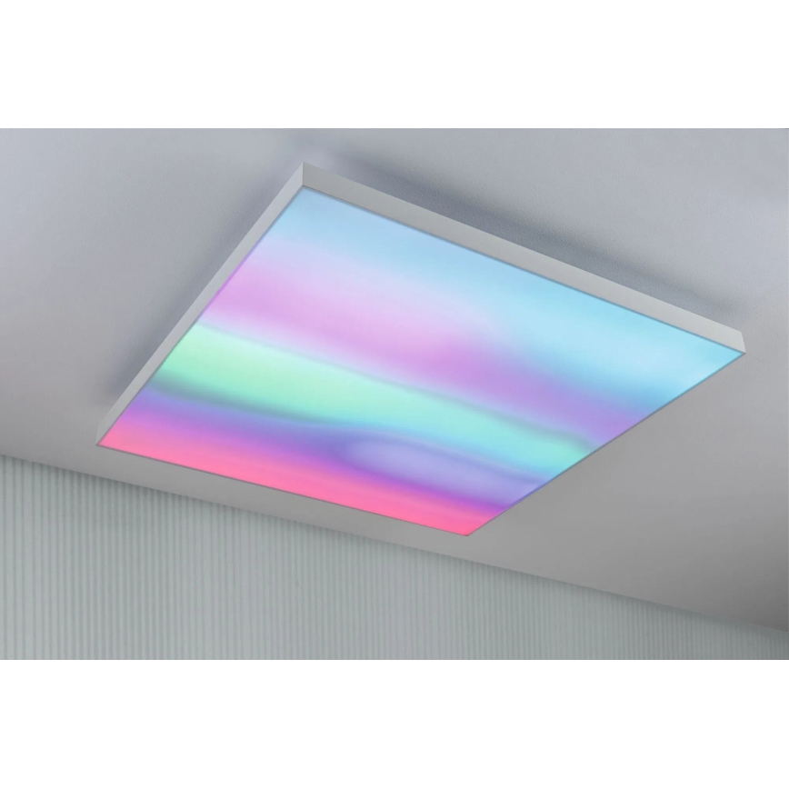 Paulmann 79910 - LED/31W RGBW Stmívatelné stropní svítidlo LORIA 230V 3000-6500K 59,5x59,5 cm bílá + dálkové ovládání