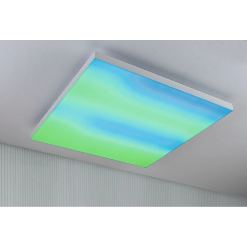 Paulmann 79910 - LED/31W RGBW Stmívatelné stropní svítidlo LORIA 230V 3000-6500K 59,5x59,5 cm bílá + dálkové ovládání