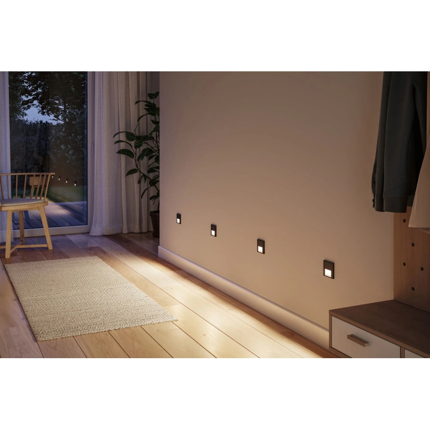 Paulmann 80004 - LED/1W Schodišťové svítidlo se senzorem TSARO 230V Lead/černá