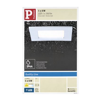 Paulmann 92079 - LED/6W IP44 Koupelnové podhledové svítidlo QUALITY LINE 230V