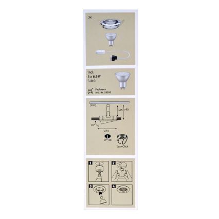 Paulmann 92101 - SADA 3x LED Podhledové svítidlo 3xGU10/6,5W/230V