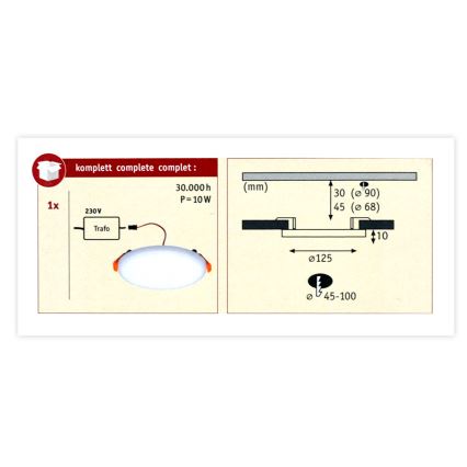 Paulmann 92388 - LED/8,5W IP44 Koupelnové podhledové svítidlo VARIFIT 230V