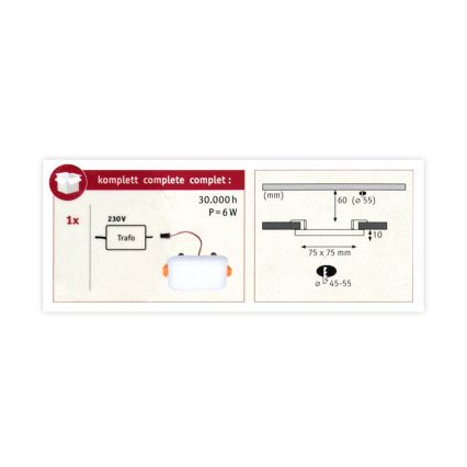 Paulmann 92396 - LED/4,5W IP44 Koupelnové podhledové svítidlo VARIFIT 230V