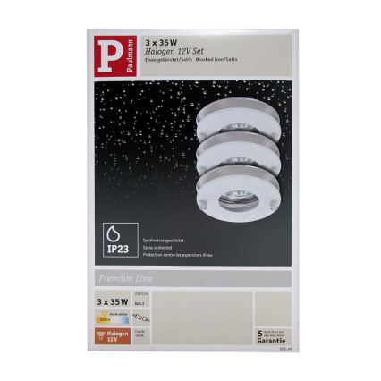 Paulmann 92549 - SADA 3x Koupelnové podhledové svítidlo PREMIUM LINE 3xGU5,3/35W/230V/12V