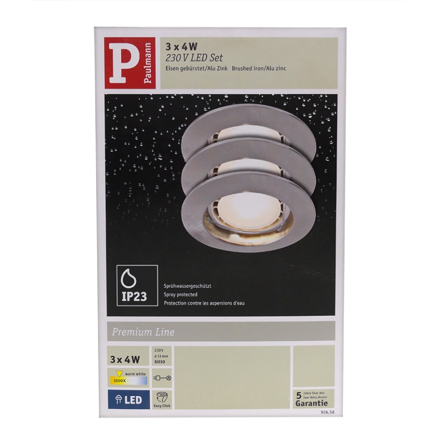 Paulmann 92658 - SADA 3x LED podhledové svítidlo PREMIUM LINE 3xGU10-LED/4W/230V