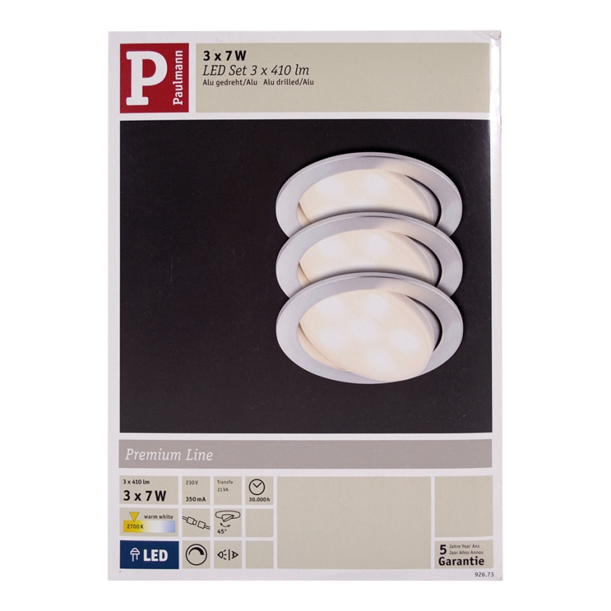 Paulmann 92673 - SADA 3xLED/7W Stmívatelné podhledové svítidlo PREMIUM 230V/350m