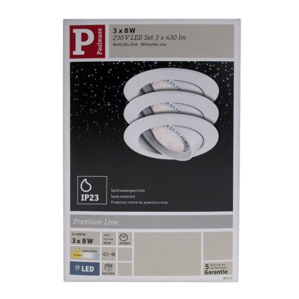 Paulmann 92713 - SADA 3x LED podhledové svítidlo PREMIUM LINE 3xGU10-LED/8W/230V