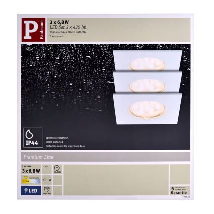Paulmann 92760 - SADA 3x LED Koupelnové podhledové svítidlo COIN LED/6,8W/230V IP44